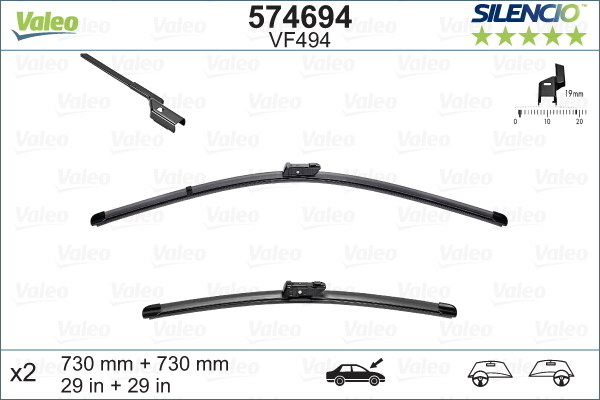 Pióro wycieraczki, SILENCIO FLAT BLADE SET 574694 VALEO