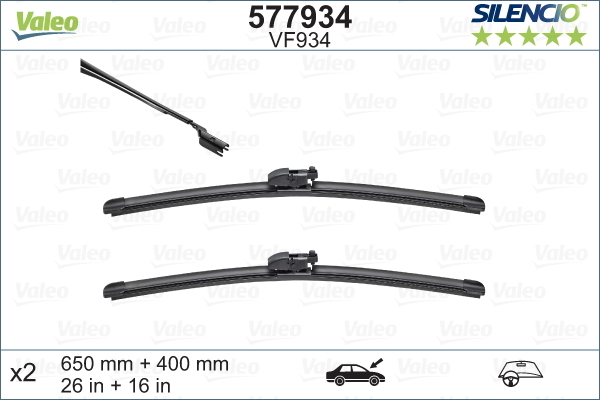 Pióro wycieraczki, SILENCIO FLAT BLADE SET 577934 VALEO