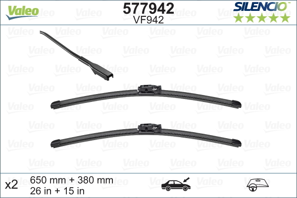 Pióro wycieraczki, SILENCIO FLAT BLADE SET 577942 VALEO