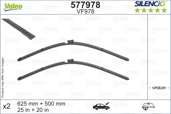 Pióro wycieraczki, SILENCIO FLAT BLADE SET 577978 VALEO