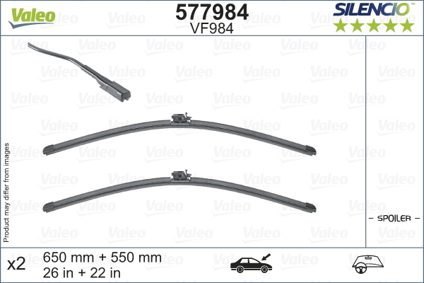 Pióro wycieraczki, SILENCIO FLAT BLADE SET 577984 VALEO