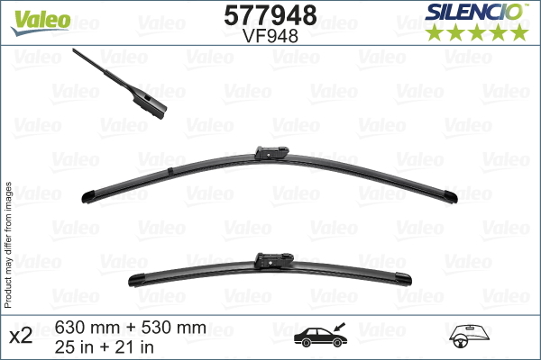 Pióro wycieraczki, SILENCIO FLAT BLADE SET 577948 VALEO