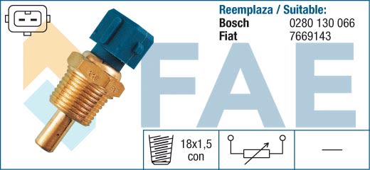 Czujnik, temperatura płynu chłodzącego do Fiata, 33150, FAE w ofercie sklepu e-autoparts.pl 
