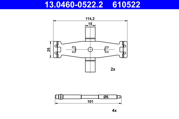 Zestaw montażowy klocka hamulcowego przód  do Mercedesa, 13.0460-0522.2, ATE w ofercie sklepu e-autoparts.pl 