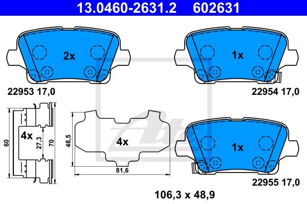 Klocki hamulcowe, zestaw do Opla, 13.0460-2631.2, ATE w ofercie sklepu e-autoparts.pl 