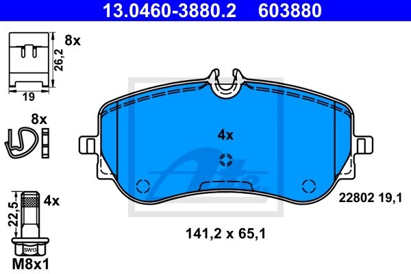 Klocki hamulcowe, zestaw do VW, 13.0460-3880.2, ATE w ofercie sklepu e-autoparts.pl 