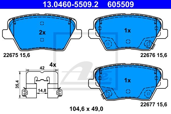 Klocki hamulcowe, zestaw do Hyundia, 13.0460-5509.2, ATE w ofercie sklepu e-autoparts.pl 