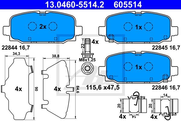 Klocki hamulcowe, zestaw do Jeepa, 13.0460-5514.2, ATE w ofercie sklepu e-autoparts.pl 