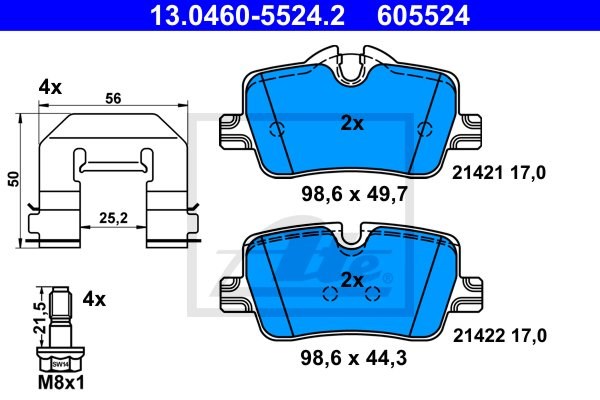 Klocki hamulcowe, zestaw do BMW, 13.0460-5524.2, ATE w ofercie sklepu e-autoparts.pl 