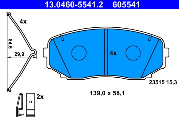 Klocki hamulcowe, zestaw do Mitsubishi, 13.0460-5541.2, ATE w ofercie sklepu e-autoparts.pl 