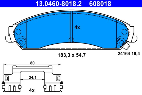 Klocki hamulcowe, zestaw do Chryslera, 13.0460-8018.2, ATE w ofercie sklepu e-autoparts.pl 