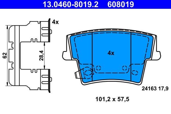 Klocki hamulcowe, zestaw do Chryslera, 13.0460-8019.2, ATE w ofercie sklepu e-autoparts.pl 