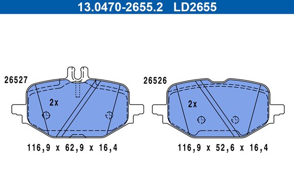 Klocki hamulcowe kpl. do Mercedesa, 13.0470-2655.2, ATE w ofercie sklepu e-autoparts.pl 