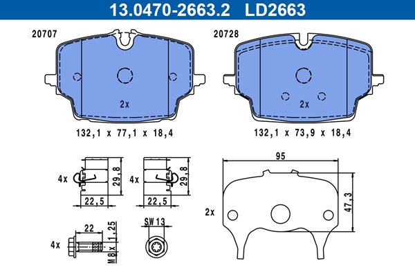 Klocki hamulcowe kpl. do BMW, 13.0470-2663.2, ATE w ofercie sklepu e-autoparts.pl 