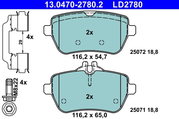 Klocki hamulcowe, zestaw do Mercedesa, 13.0470-2780.2, ATE w ofercie sklepu e-autoparts.pl 