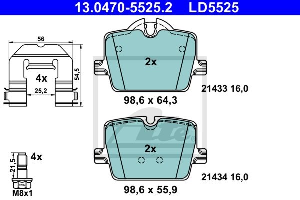 Klocki hamulcowe, zestaw do BMW, 13.0470-5525.2, ATE w ofercie sklepu e-autoparts.pl 