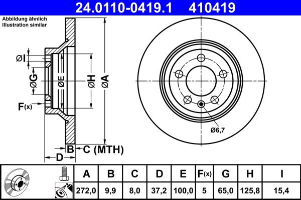 TARCZA HAM. VW T. POLO 1,0-2,0 17- do VW, 24.0110-0419.1, ATE w ofercie sklepu e-autoparts.pl 