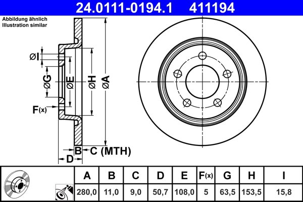 TARCZA HAMULC. FORD TRANSIT CONNECT 18- TYŁ do Forda, 24011101941, ATE w ofercie sklepu e-autoparts.pl 