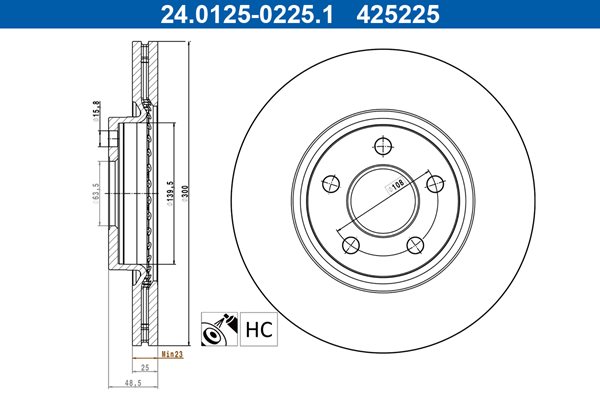 TARCZA HAMULC. FORD TRANSIT CONNECT 18- PRZÓD do Forda, 24012502251, ATE w ofercie sklepu e-autoparts.pl 