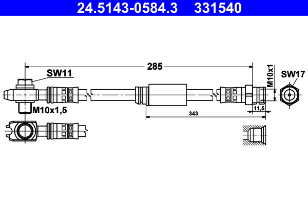 Przewody hamulcowe elastyczne do VW, 24.5143-0584.3, ATE w ofercie sklepu e-autoparts.pl 
