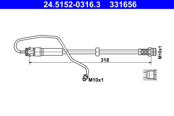 PRZEWÓD HAM. ELAST. AUDI P. A4/A5 1,4-3,0 QUATTRO 15- LE, 24.5152-0316.3, ATE w ofercie sklepu e-autoparts.pl 