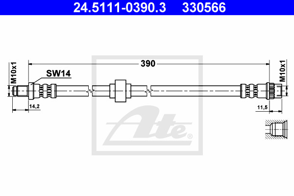 Przewód hamulcowy elastyczny 24.5111-0390.3 ATE