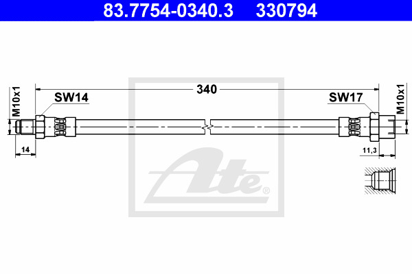 Przewód hamulcowy elastyczny 83.7754-0340.3 ATE