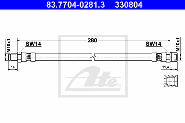Przewód hamulcowy elastyczny 83.7704-0281.3 ATE