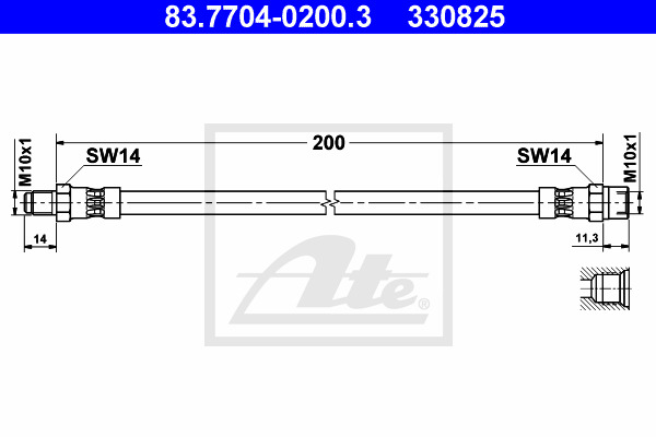 Przewód hamulcowy elastyczny 83.7704-0200.3 ATE