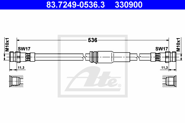 Przewód hamulcowy elastyczny 83.7249-0536.3 ATE