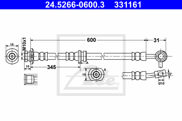 Przewód hamulcowy elastyczny 24.5266-0600.3 ATE