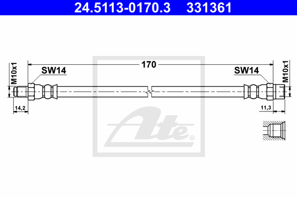 Przewód hamulcowy elastyczny 24.5113-0170.3 ATE