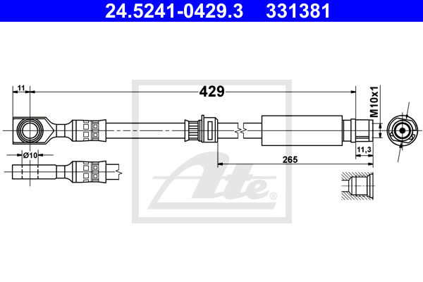 Przewód hamulcowy elastyczny 24.5241-0429.3 ATE