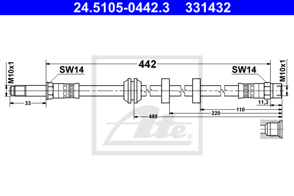 Przewód hamulcowy elastyczny 24.5105-0442.3 ATE