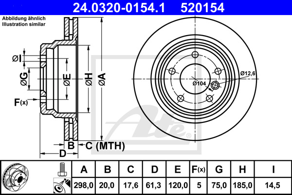 Tarcza hamulcowa, PowerDisc 24.0320-0154.1 ATE