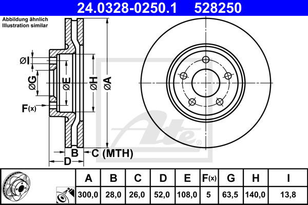 Tarcza hamulcowa, PowerDisc 24.0328-0250.1 ATE