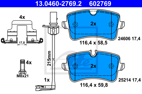 Klocki hamulcowe - komplet 13.0460-2769.2 ATE