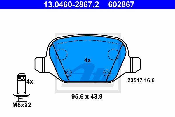 Klocki hamulcowe - komplet 13.0460-2867.2 ATE