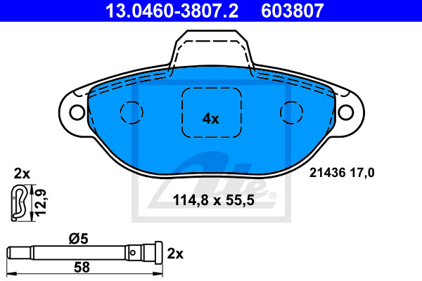 Klocki hamulcowe - komplet 13.0460-3807.2 ATE