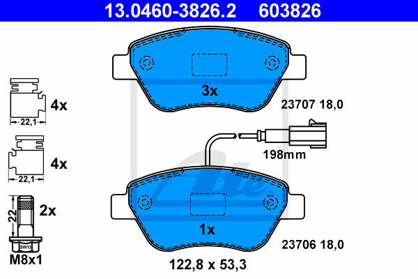 Klocki hamulcowe - komplet 13.0460-3826.2 ATE