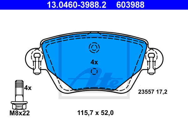 Klocki hamulcowe - komplet 13.0460-3988.2 ATE