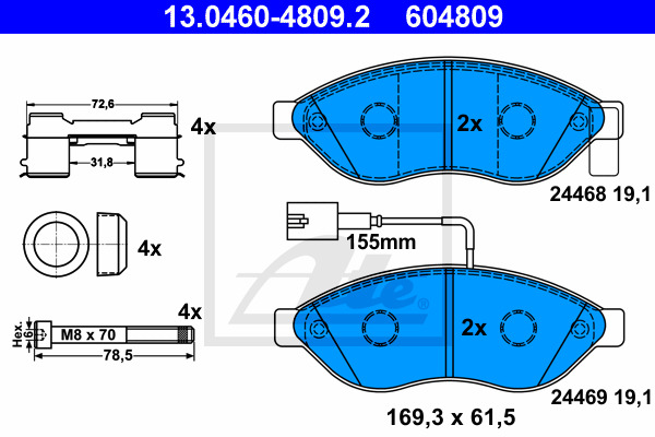 Klocki hamulcowe - komplet 13.0460-4809.2 ATE