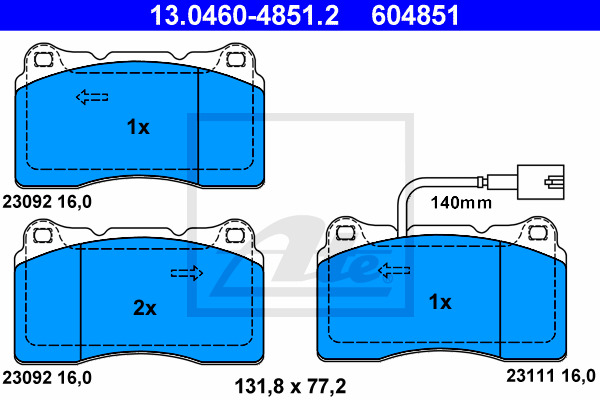 Klocki hamulcowe - komplet 13.0460-4851.2 ATE