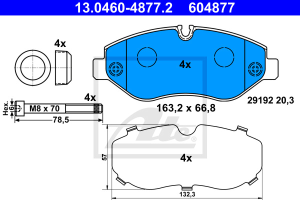 Klocki hamulcowe - komplet 13.0460-4877.2 ATE