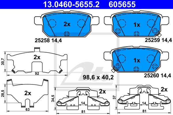 Klocki hamulcowe - komplet 13.0460-5655.2 ATE