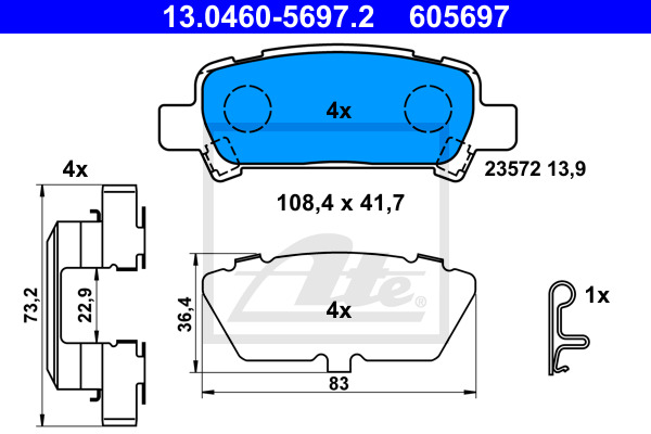 Klocki hamulcowe - komplet 13.0460-5697.2 ATE