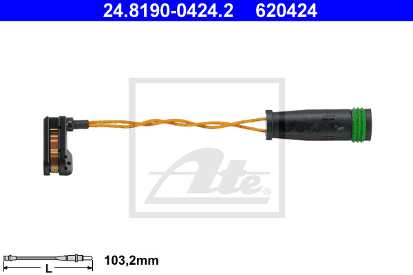 Styk ostrzegawczy, zużycie okładzin hamulcowych 24.8190-0424.2 ATE