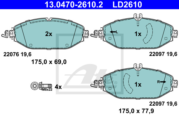 Klocki hamulcowe - komplet, ATE Ceramic 13.0470-2610.2 ATE