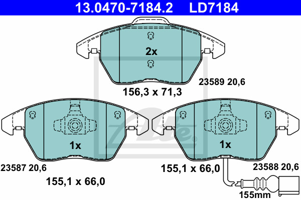 Klocki hamulcowe - komplet, ATE Ceramic 13.0470-7184.2 ATE