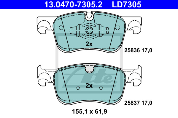 Klocki hamulcowe - komplet, ATE Ceramic 13.0470-7305.2 ATE